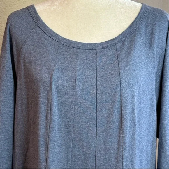 NWT J. Jill Seamed 3/4 Sleeve Cotton/Modal Jersey Knit Dress Heathered Blue Sz L - Picture 4 of 8